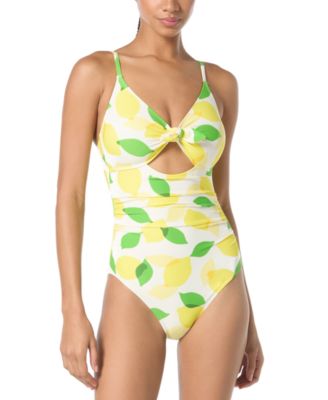 Kate Spade - Women's Lemon-Print Tie-Front Shirred One-Piece Swimsuit