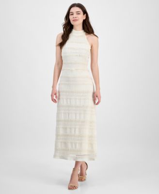 Anne Klein - Women's Lace Knit Mock Neck Halter Dress