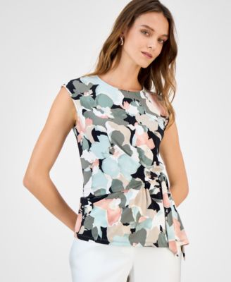 Kasper - Women's Printed Side-Tie Sleeveless Top