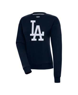 Antigua - Women's Navy Los Angeles Dodgers Victory Chenille Pullover Sweatshirt