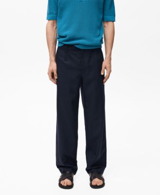 MANGO - Men's Linen Lyocell Regular-Fit Trousers