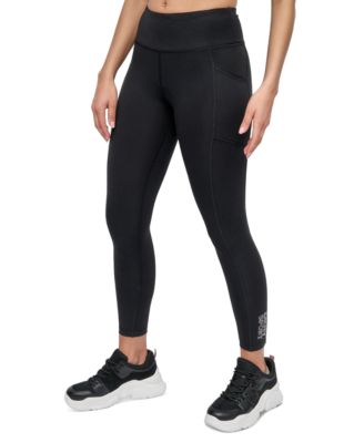 DKNY - Women's Rhinestone-Logo High-Rise 7/8 Leggings
