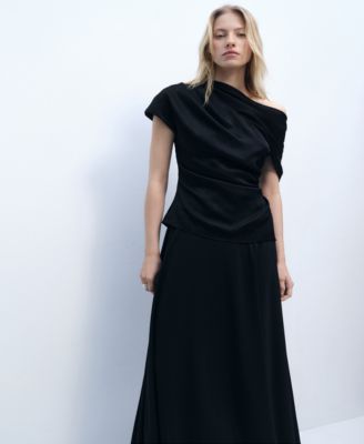 MANGO - Women's Short-Sleeved Draped Blouse