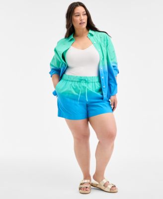 On 34th - Trendy Plus Size Ombr&eacute; Drawstring Shorts