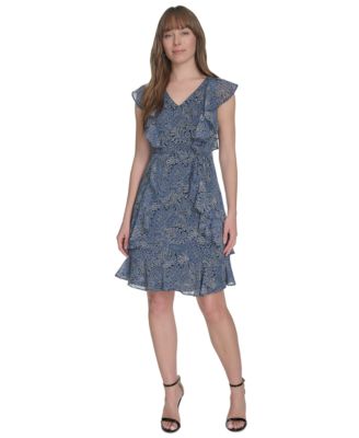 Tommy Hilfiger - Petite Printed Ruffled Dres