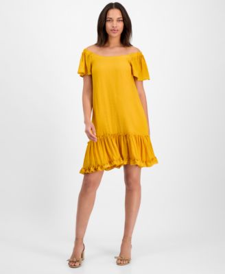 Robbie Bee - Women's On-Off Shoulder Flutter-Sleeve Mini Dress