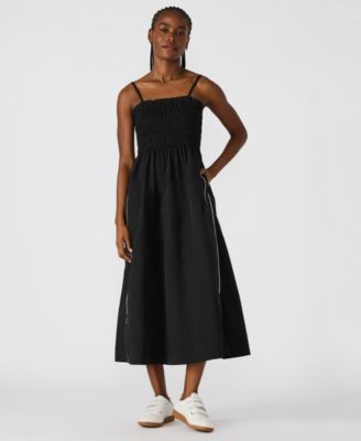 Steve Madden - Women's Kit Smocked Side-Striped Midi Dress