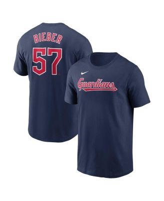 Nike - Men's Shane Bieber Navy Cleveland Guardians Fuse Name Number T-Shirt