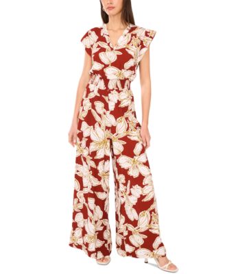 Vince Camuto - Women's Printed Smocked-Waist Wide-Leg Jumpsuit
