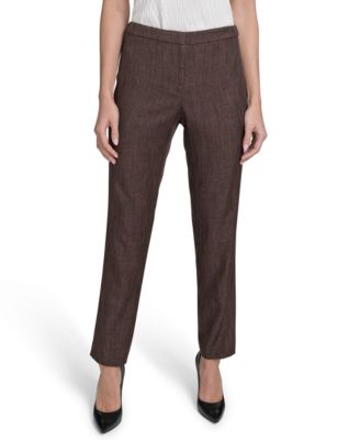 Calvin Klein - Women's Textured Slim-Leg Ankle Pants