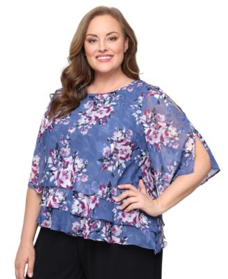 Alex Evenings - Plus Size 3/4-Sleeve Chiffon Top