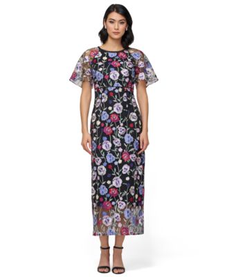 JS Collections - Women's Embellished Short-Sleeve Midi Dress