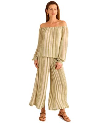 Vince Camuto - Women's Striped Wide-Leg Pull-On Pants