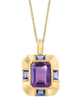 EFFY Collection - Amethyst (6-1/2 ct. t.w.) & Tanzanite (1-3/8 ct. t.w.) Pendant Necklace in 14k Gold-Plated Silver, 17" + 1" extender