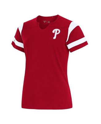 Antigua - Women's Red Philadelphia Phillies Encounter Notch Neck Top