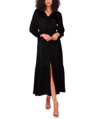 1.STATE - Women's Drawstring-Waist Button-Front Maxi Dress