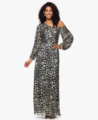 B&A By Betsy and Adam - Petites Metallic Printed Long Dress