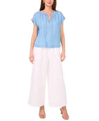 Vince Camuto - Women's Shirred-Neck Cap-Sleeve Peasant Blouse
