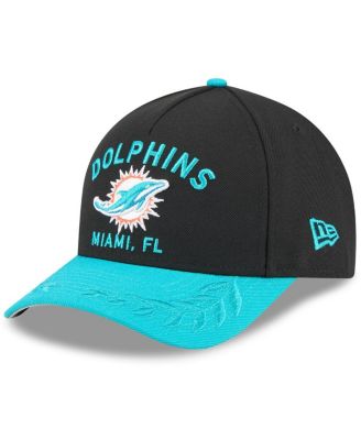 New Era - Big Boys and Girls Black/Aqua Miami Dolphins 2025 NFL Draft 9FORTY A-Frame M-Crown Adjustable Hat