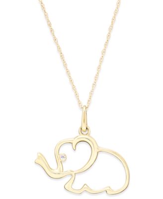 Macy's - Cubic Zirconia Elephant Pendant Necklace in 10k Gold